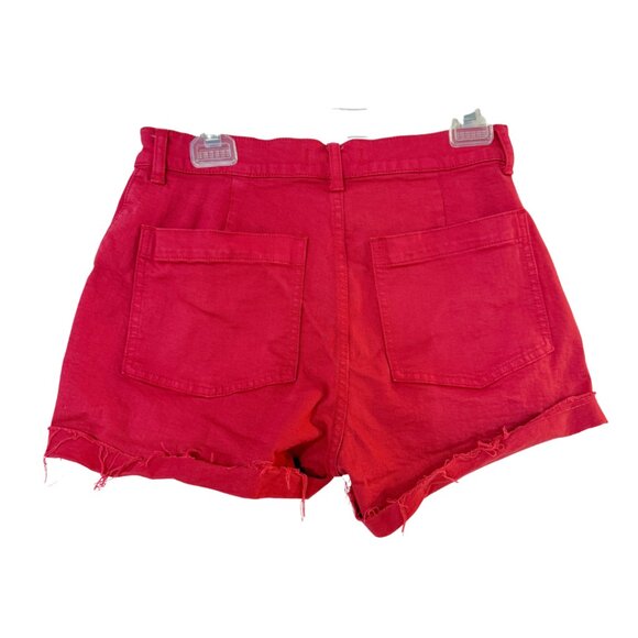 Madewell Size 28 Red Shorts Denim Stretch Distressed - Picture 2 of 7